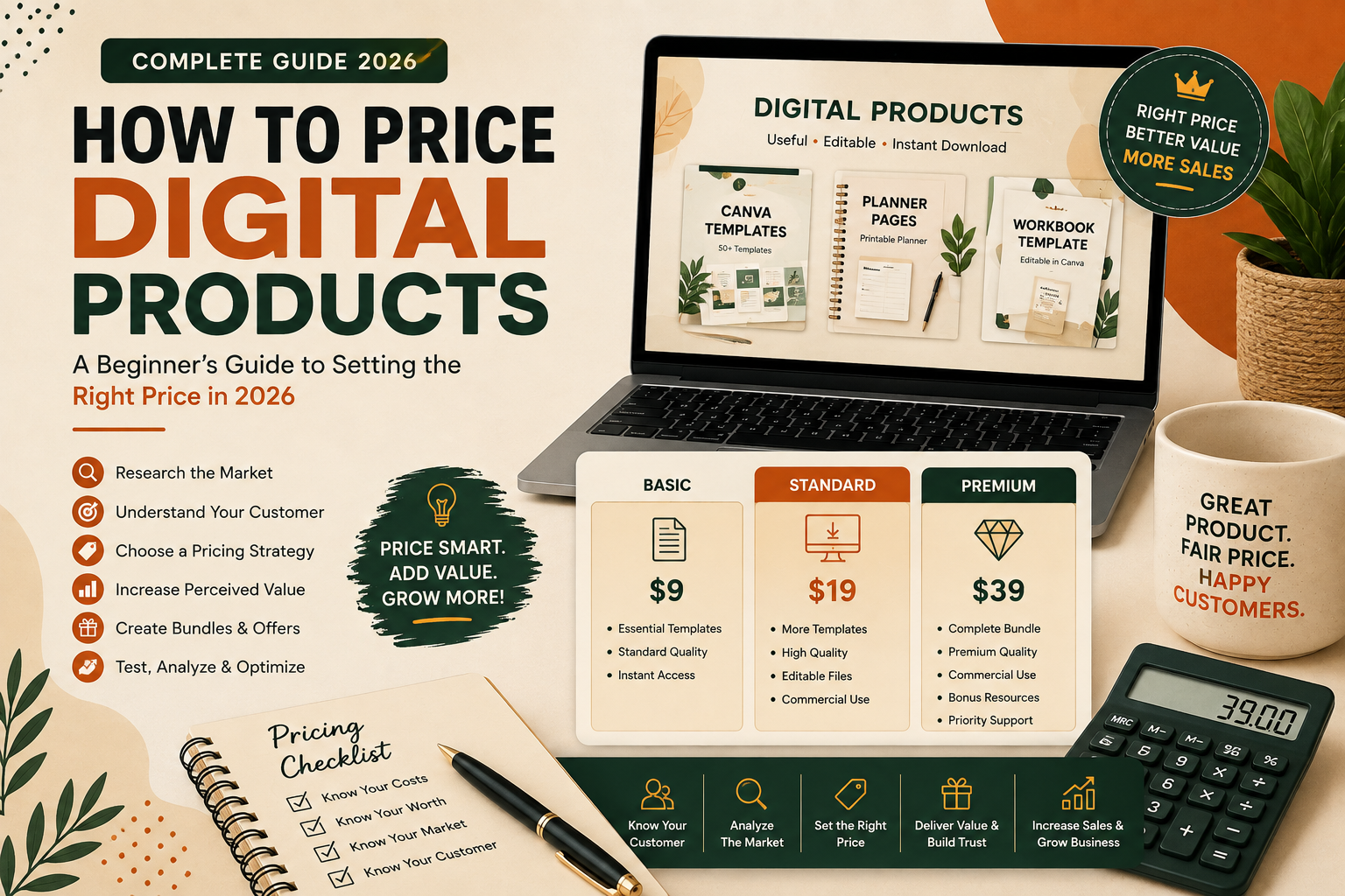 How to Price Digital Products: A Beginner’s Guide to Setting the Right Price in 2026 - DigiDown blog