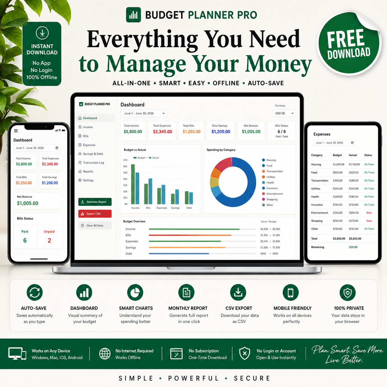 Budget Planner Pro – Free Interactive Budget Tracker & Personal Finance Tool